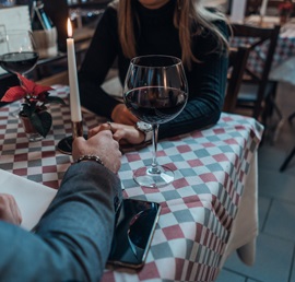 A photo of a man and woman on a date